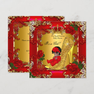 Convites Chuva de Bebê Princesa Menina Salto Alto Dourado R