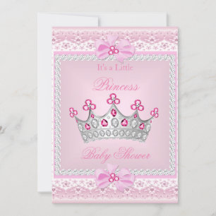Convites Chuva de Bebê Princesa Menina Tiara de Prata com G