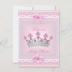 Convites Chuva de Bebê Princesa Menina Tiara de Prata com G