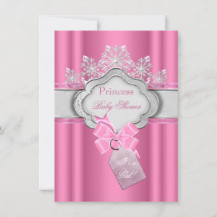 Convites Chuva de Bebê Princesa Menina Tiara Rosa Arco