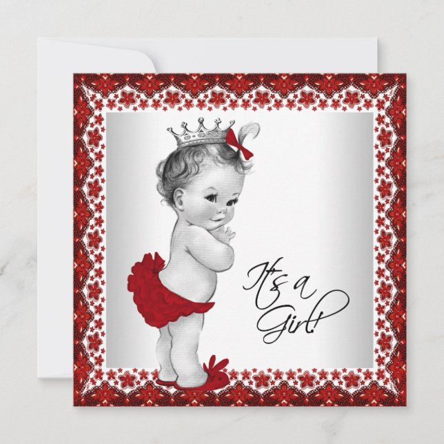 Convites Chuva de Bebê Princesa Natal Meninas (Frente)