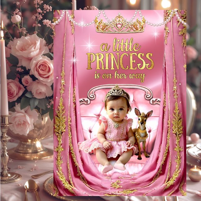 Convites Chuva de Bebê Princesa Rosa Bebê Cervo (Criador carregado)