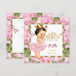 Convites Chuva de Bebê Princesa Rosa Dourado Floral