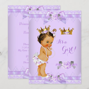 Convites Chuva de Bebê Princesa Rosa Lilás Roxo Renda Moren