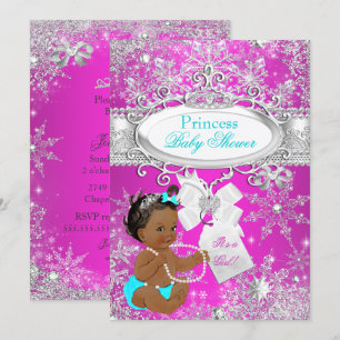 Convites Chuva de Bebê Princesa Rosa Quente Água Etnico