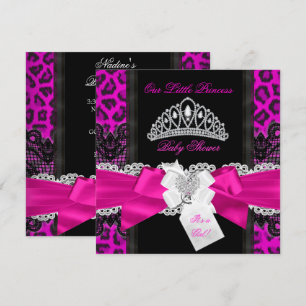 Convites Chuva de Bebê Princesa Rosa Quente Menina Leopardo