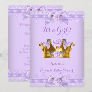 Convites Chuva de Bebê Princesa Rosa Roxa Lavanda Renda