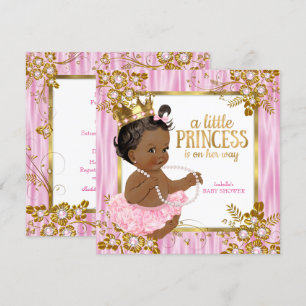 Convites Chuva de Bebê Princesa Rosa Seda Floral Étnico