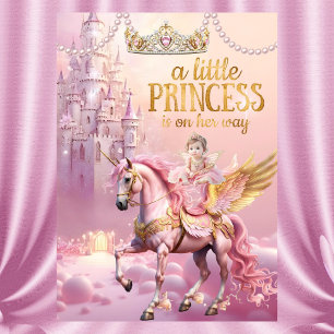 Convites Chuva de Bebê Princesa Rosa Unicórnio cavalo caste