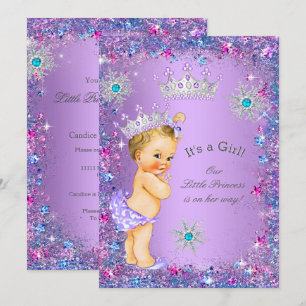 Convites Chuva de Bebê Princesa Roxo Turquesa Azul Rosa Loi
