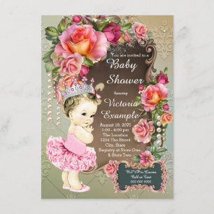 Convites Chuva de Bebê Princesa Tutu Pérola Rosa