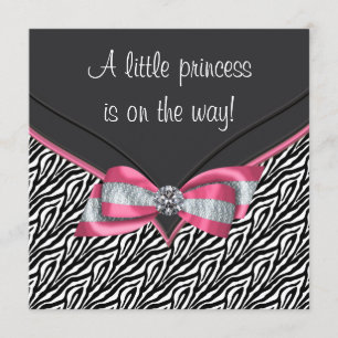Convites Chuva de Bebê Princesa Zebra Rosa