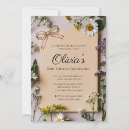 Convites Chuva de Bebê Princesinha Flor Silvestre Rústica
