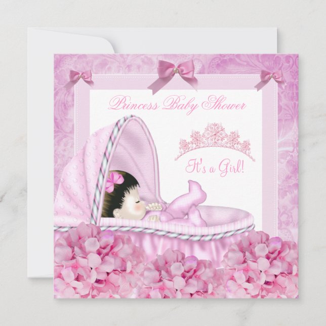 Convites Chuva de Bebê Princesinha Menina Floral Rosa (Frente)