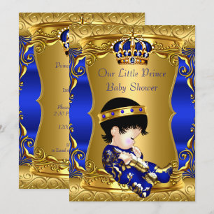Convites Chuva de Bebê Príncipe Azul Dourado Bebê Menino Mo