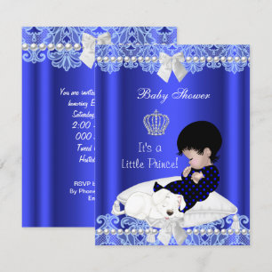 Convites Chuva de Bebê Príncipe Bebê Menino Azul Renda Cach