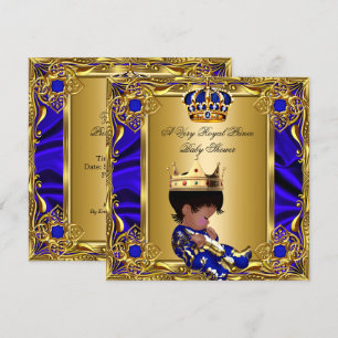 Convites Chuva de Bebê Príncipe Dourado Real Azul Menino