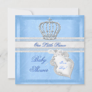 Convites Chuva de Bebê Príncipe Elegante Menino Azul Pequen