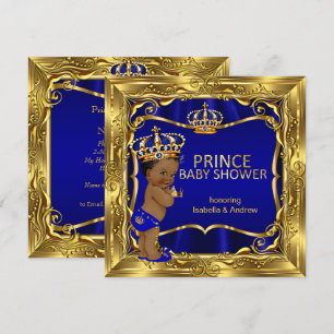 Convites Chuva de Bebe Príncipe Étnico Menino Azul Ornament