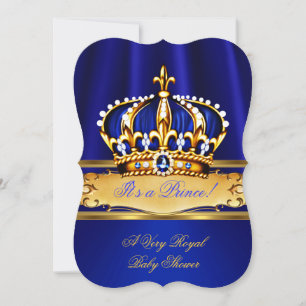 Convites Chuva de Bebê Príncipe Menino Azul Real Dourado