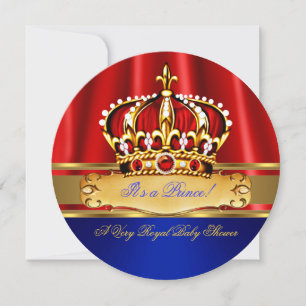 Convites Chuva de Bebê Príncipe Menino Azul Real Dourado Ve