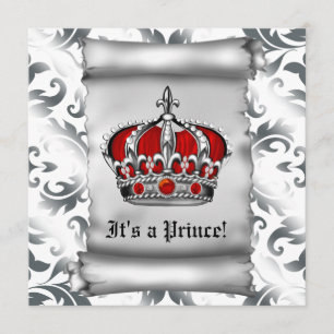 Convites Chuva de Bebê Príncipe Real Vermelho Regal