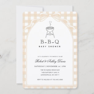 Convites Chuva de Bebê Q Bebê Xadrez Laço Elegante