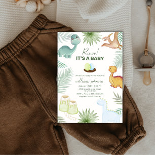 Convites Chuva de Bebê Rawr Vulcão Tropical Dinosaur