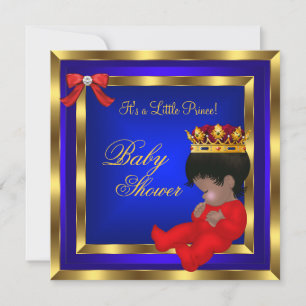 Convites Chuva de Bebê Real Vermelho Azul Dourado Menino co