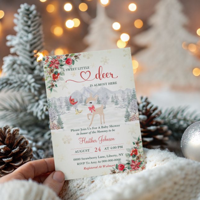 Convites Chuva de Bebê Rena de Natal Floco de Neve  (Criador carregado)