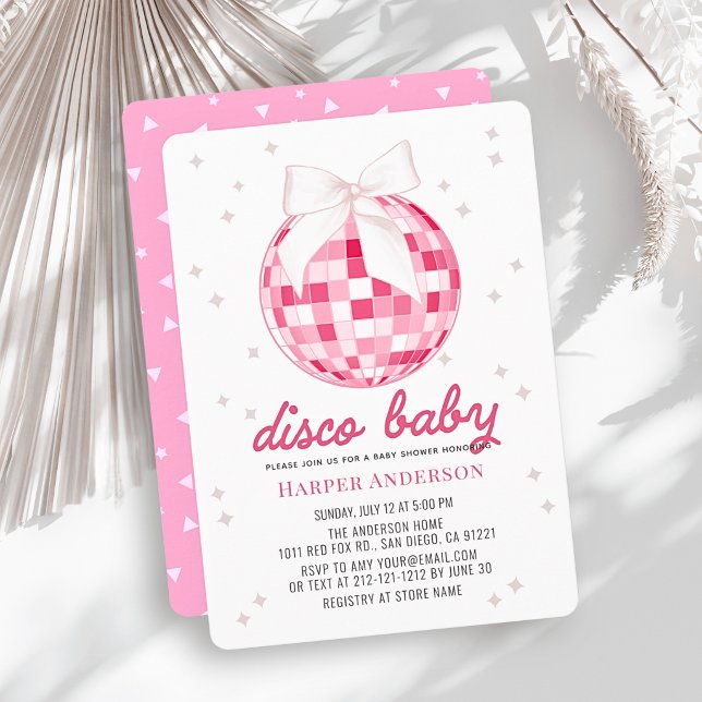 Convites Chuva de Bebê Rosa Bebê Disco Arco Menina Chuva de (Criador carregado)