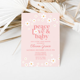 Convites Chuva de Bebê Rosa Dália Retro Paz Amor