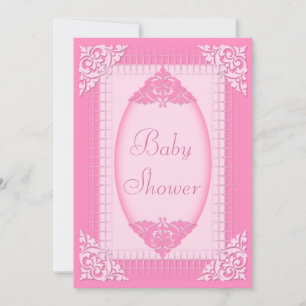 Convites Chuva de Bebê Rosa Elegante e Feminina
