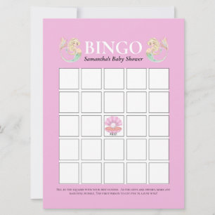 Convites Chuva de Bebê Sereia Mãe Bingo Rosa Branco