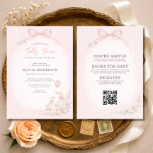 Chuva de Bebê Silly Goose Rosa Xadrez Tudo em Um