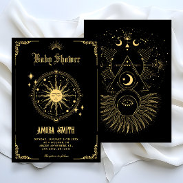 Convites Chuva de Bebê símbolo de arte boho Sol Lua Vintage