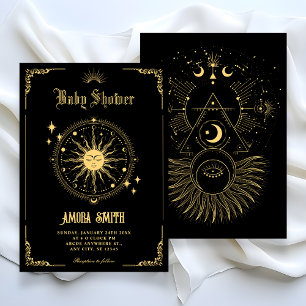 Convites Chuva de Bebê símbolo de arte boho Sol Lua Vintage