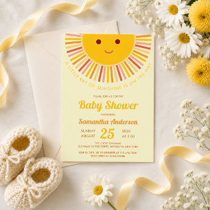 Convites Chuva de Bebê Sol Um Pequeno Raio de Sol Menina Fo