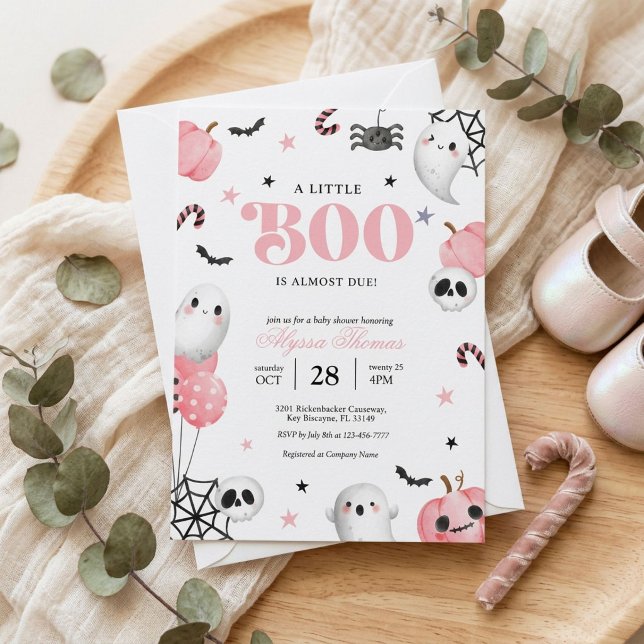 Convites Chuva de Bebê Spooky Sweet Pink Little Boo (Criador carregado)
