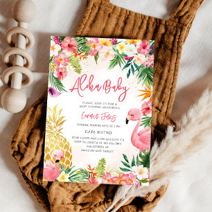 Convites Chuva de Bebê Tropical Aloha Hibiscus Abacaxi