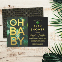 Chuva de Bebê Tropical Preto e Dourado