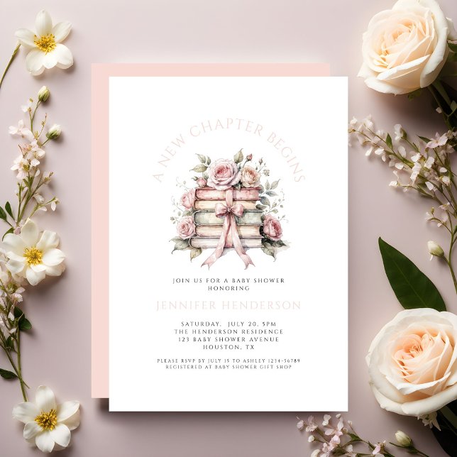 Convites Chuva de Bebê Um Novo Capítulo Começa (A New Chapter Begins Baby Shower Invitation)