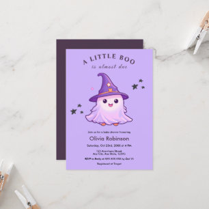 Convites Chuva de Bebê Um Pouco Boo Roxo de Halloween