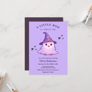 Convites Chuva de Bebê Um Pouco Boo Roxo de Halloween