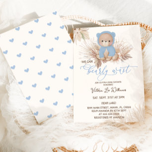 Convites Chuva de Bebê Urso Azul Menino