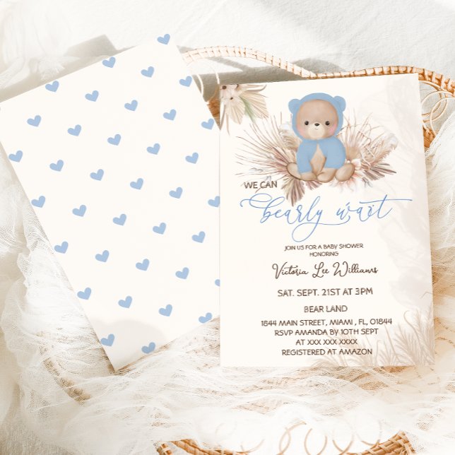 Convites Chuva de Bebê Urso Azul Menino  (Criador carregado)
