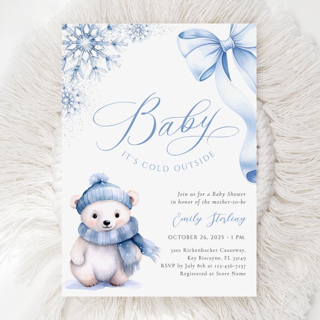 Convites Chuva de Bebê Urso Baby It's Cold Outside (Criador carregado)
