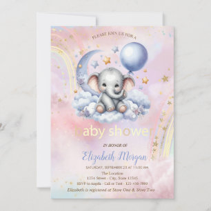 Convites Chuva de Bebê Urso de Pelúcia Lua Arco-Íris