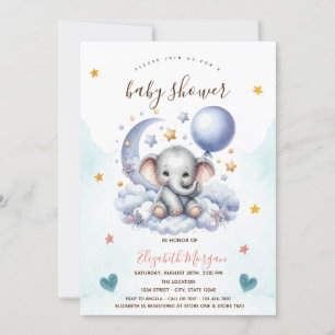Convites Chuva de Bebê Urso de Pelúcia Lua Estrelas