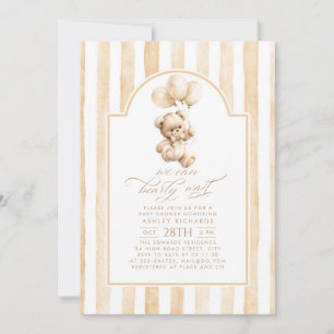 Convites Chuva de Bebê Urso de Pelúcia Marrom Claro Elegant